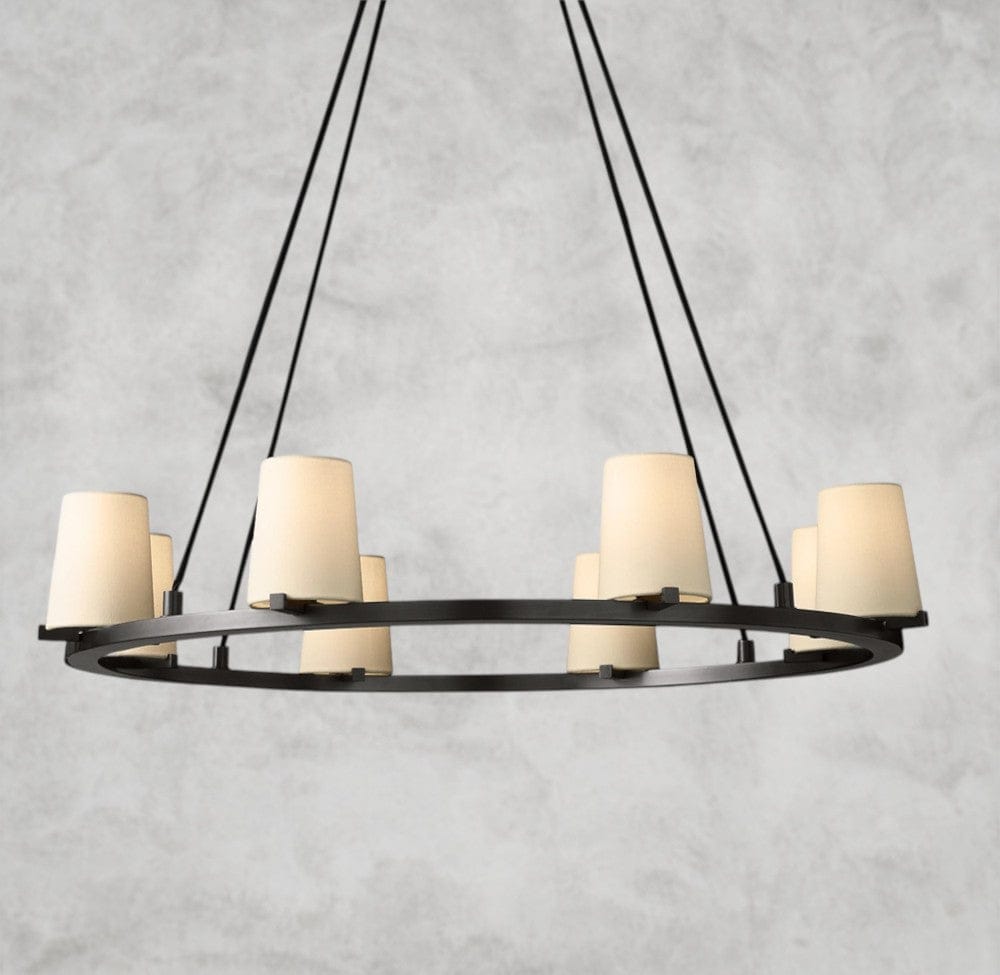 36" / Bronze Pauillac Fabric Shade Round Chandelier 36", 48", 60"