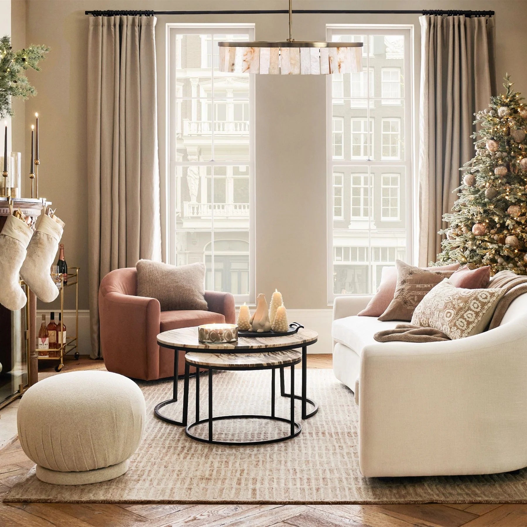 Widham One-Tire Round Alabaster Chandelier