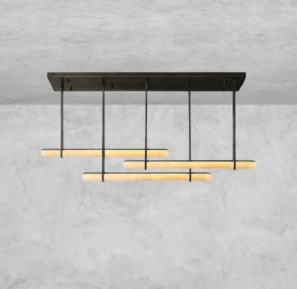 Audubon Alabaster Triple Bar Linear Chandelier
