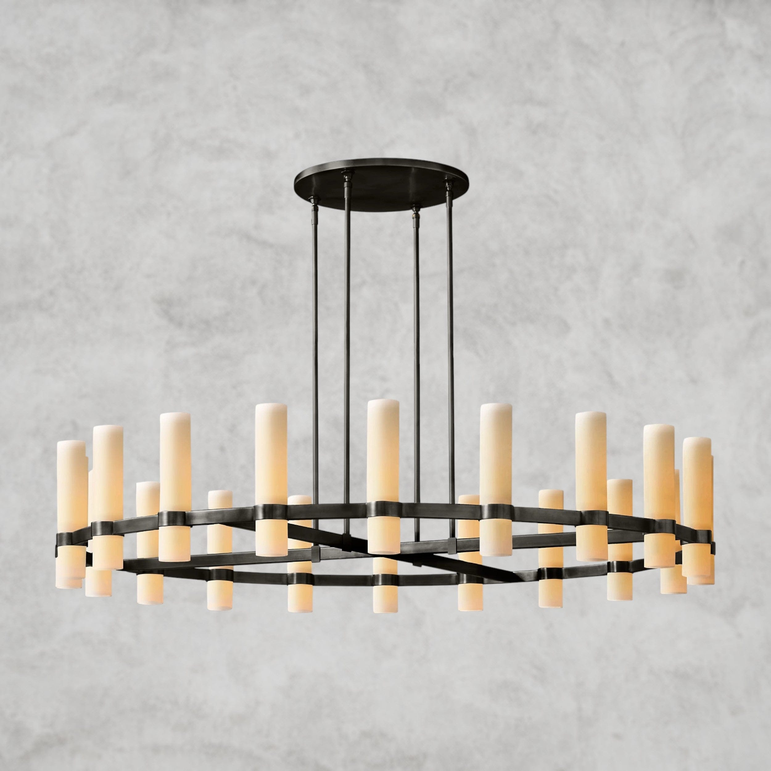 60" / Bronze Ravelle Round Milk Glass Chandelier 36", 48", 60"