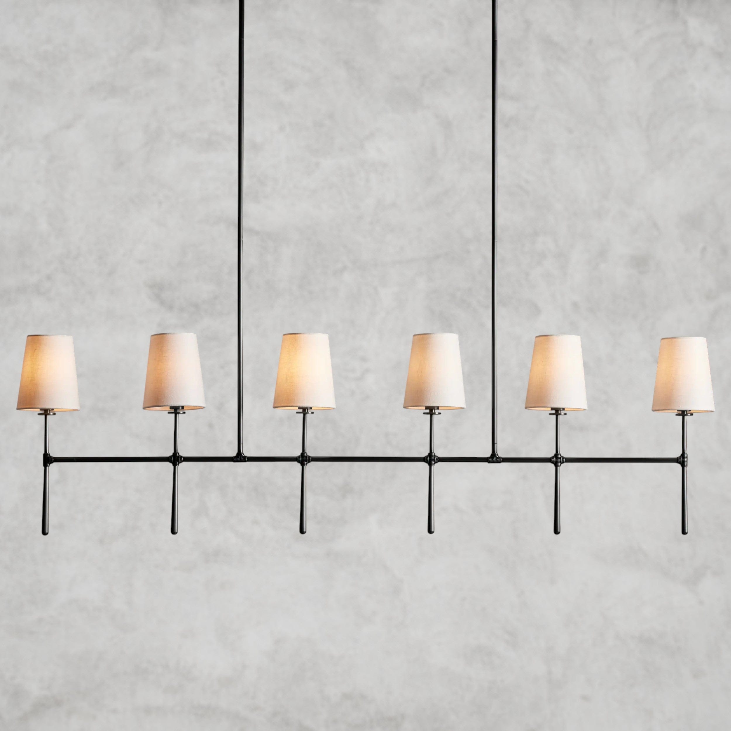 6 Light / Bronze Rhodes Linear Chandelier