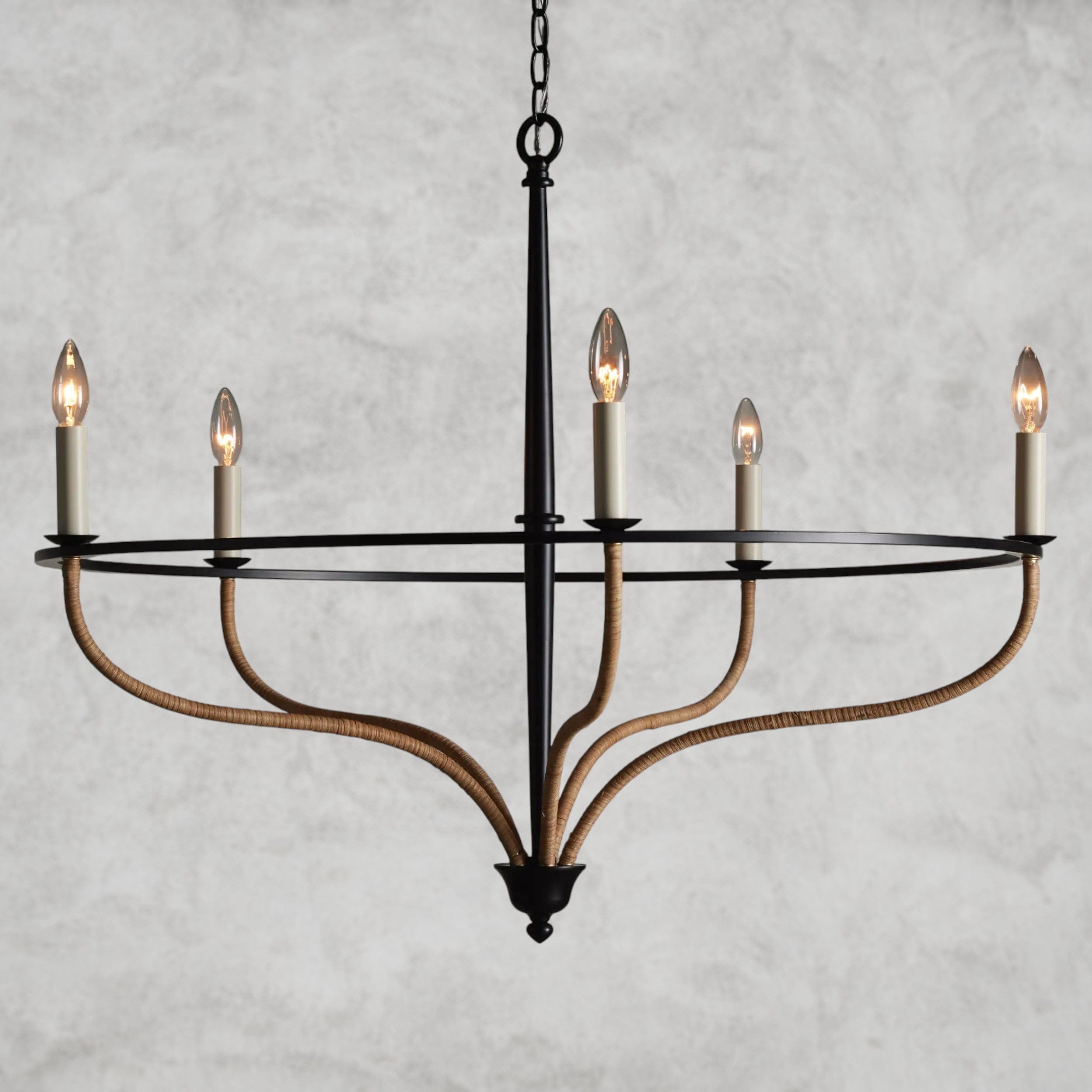 Rosalind Rattan Chandelier in Black