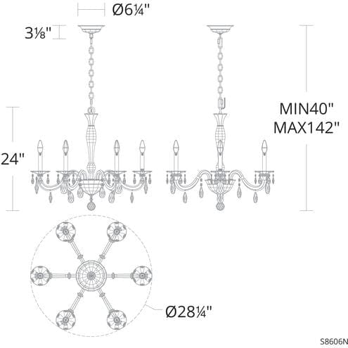 San Marco 6-light chandelier 24"
