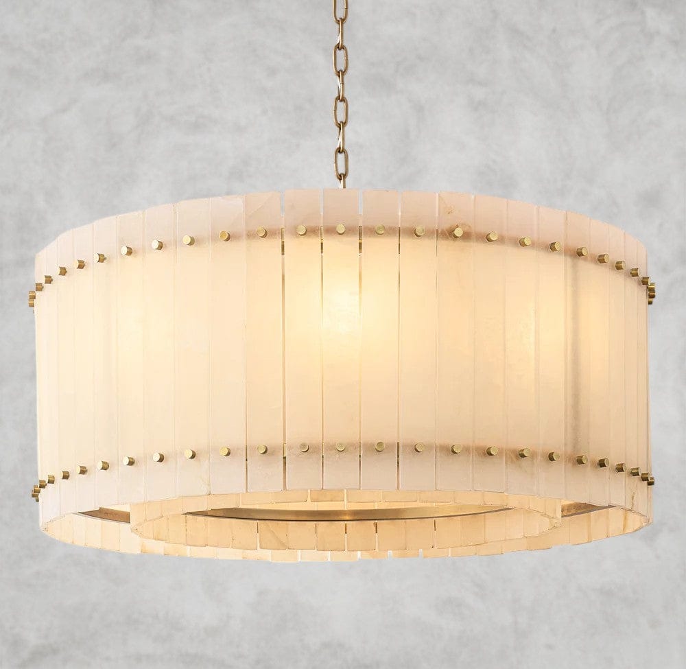 37" / Brass San Marco Alabaster Round Chandelier 22", 37", 48", 60"