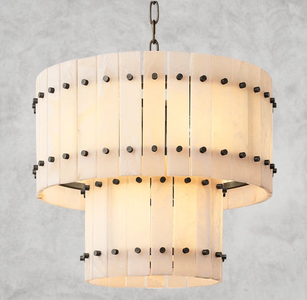 22" / Bronze San Marco Alabaster Round Tiered Chandelier 22", 37", 48", 60"