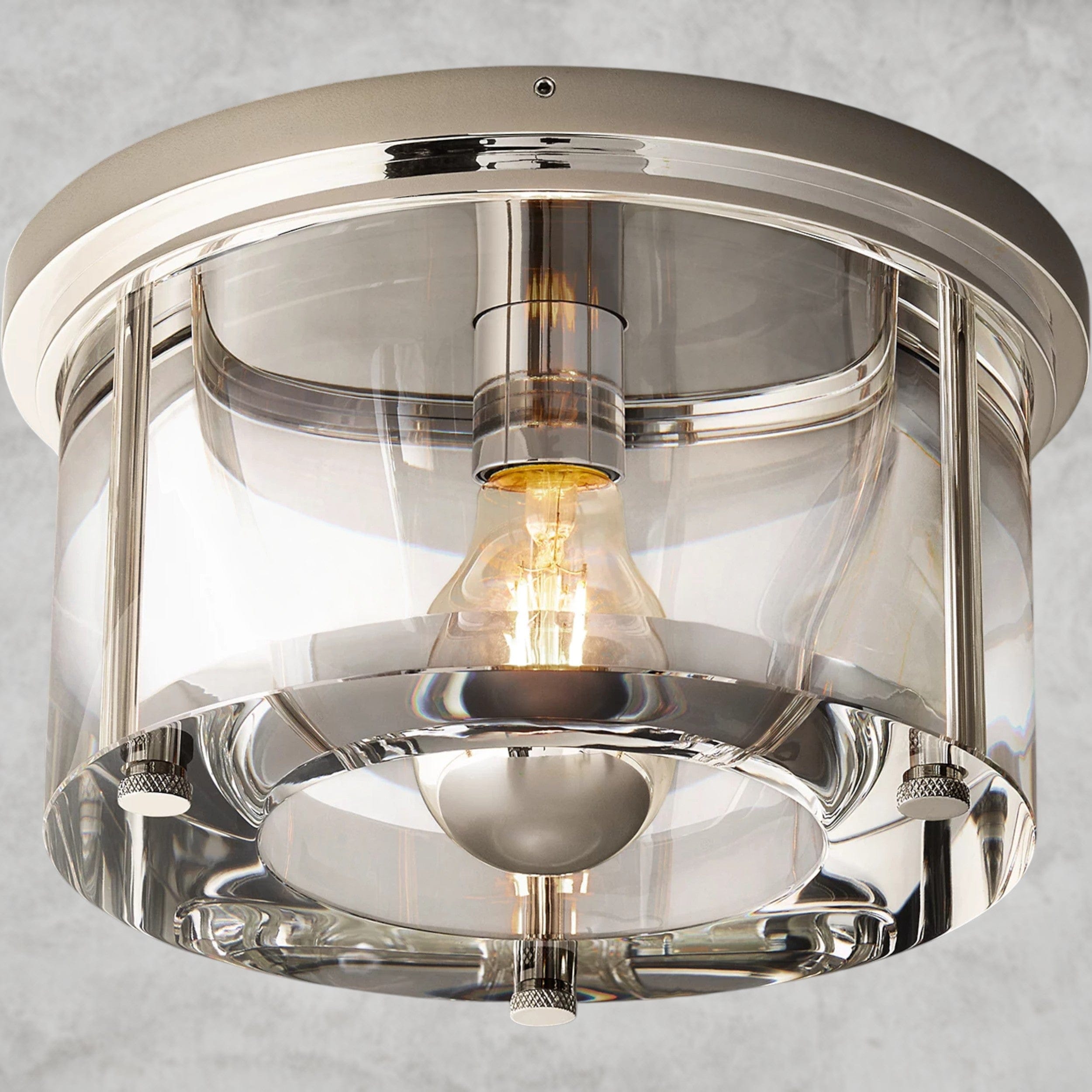 12" / Nickle Savile Round Flushmount 10", 12", 14"