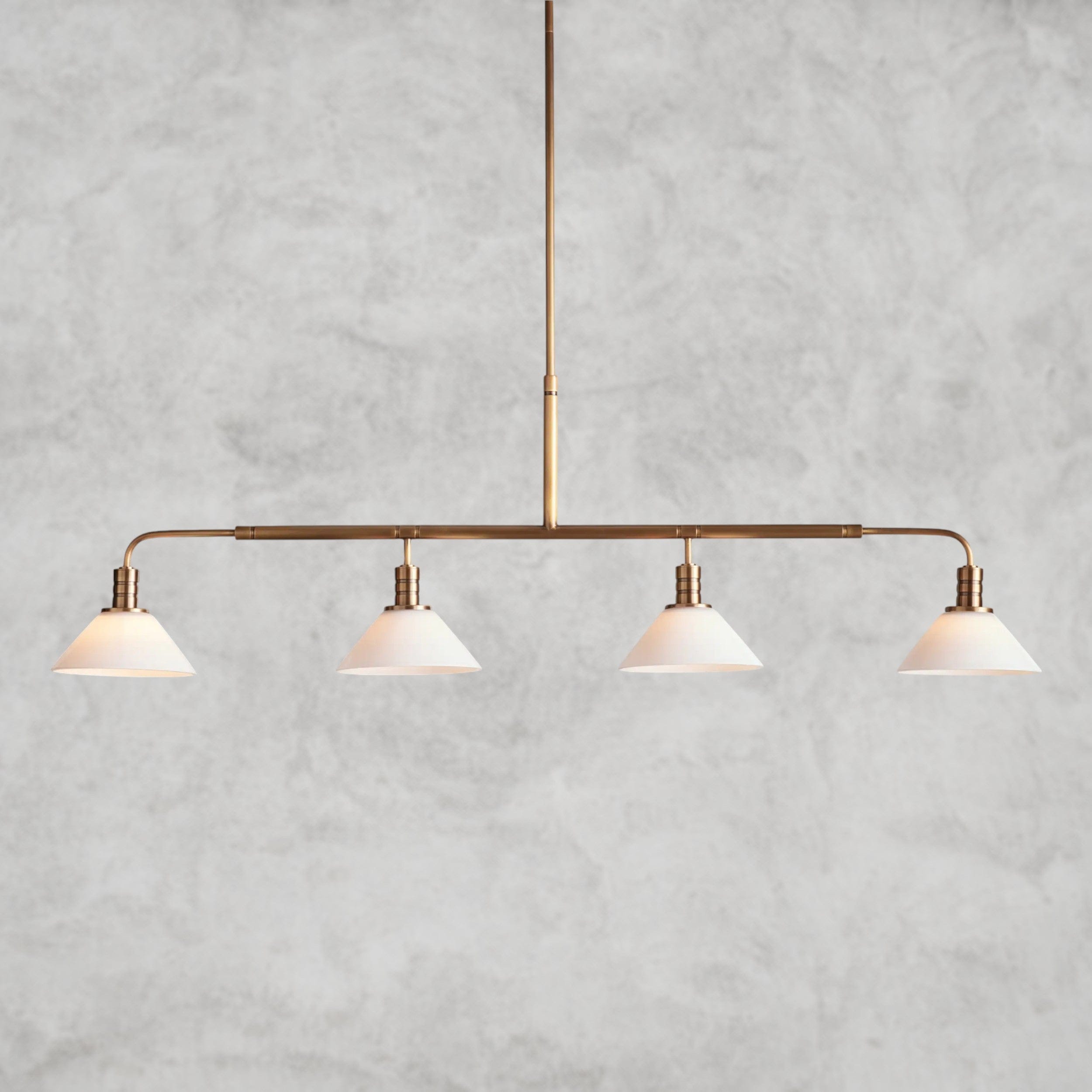 Brass / 50" / Milk Theron Linear Chandelier 50", 60"