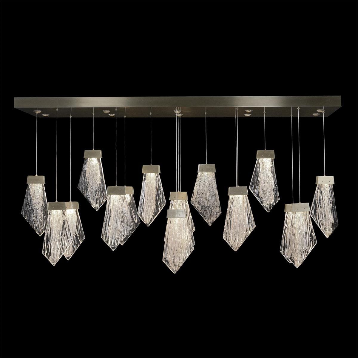 Twenty-Seven-Light Horizontal Chandelier, Nickel