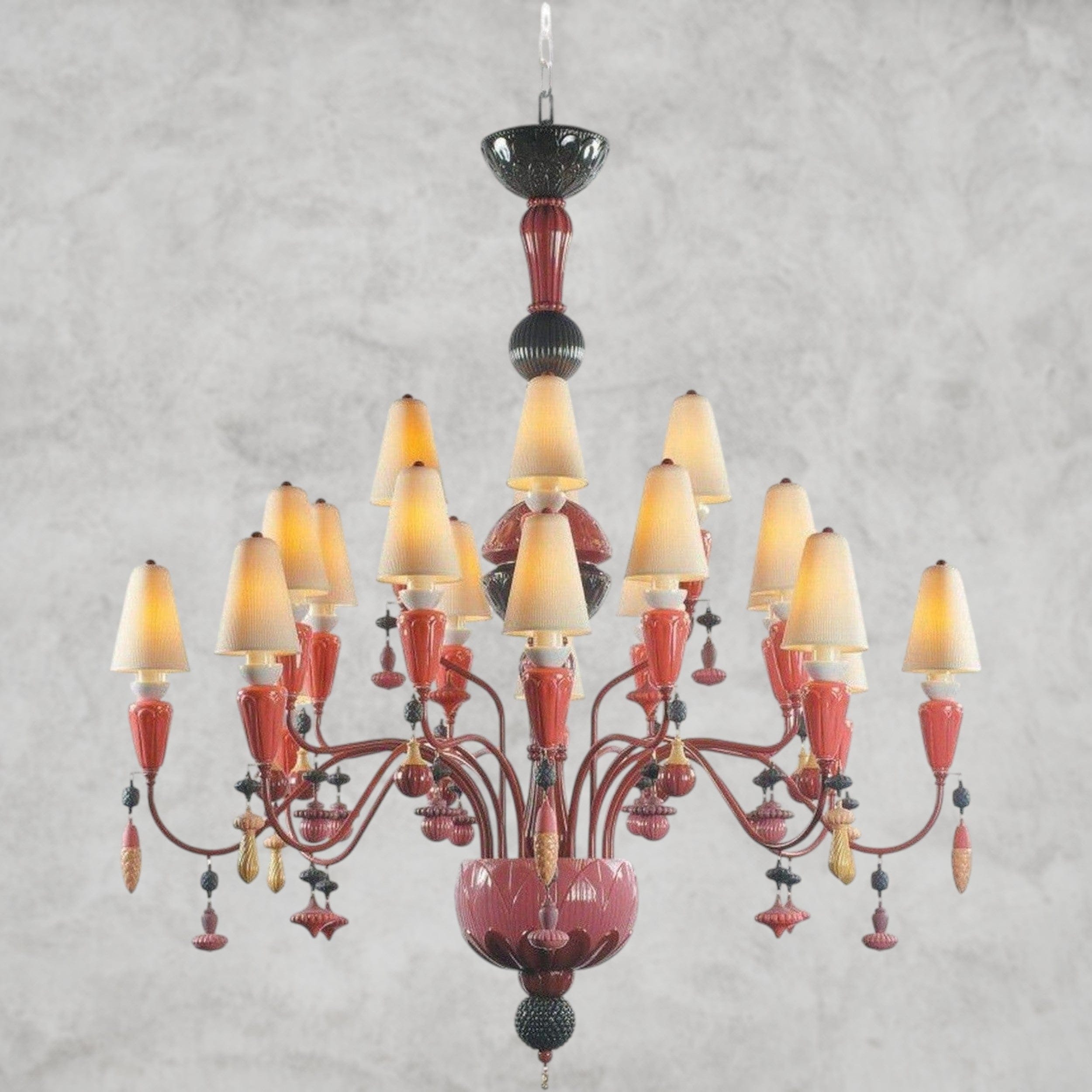 Red Coral I Vintage Nexora 20-Lights Chandelier