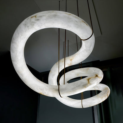 Alabaster Unique Curved Ethereal Alabaster Chandelier