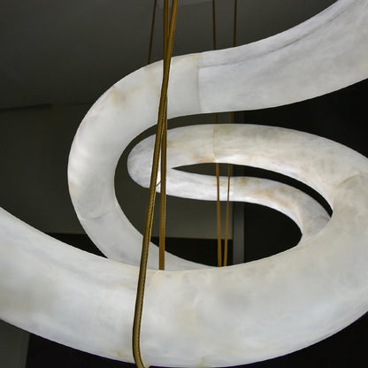 Alabaster Unique Curved Ethereal Alabaster Chandelier