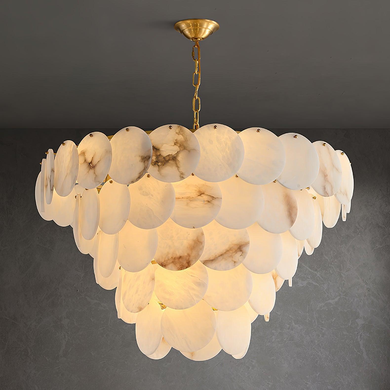 Alabaster Shell Brass Chandelier with 2/3/4/5/6 layer