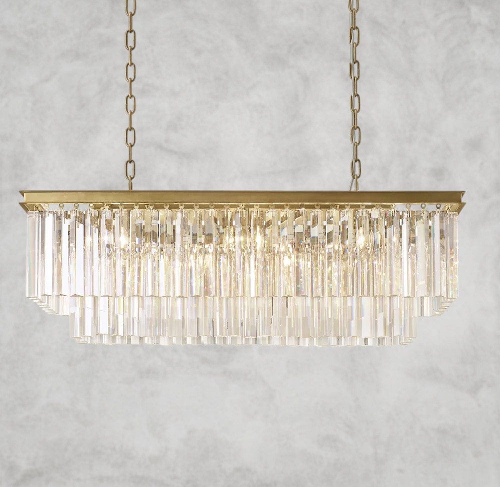40" / Brass 1920S Odeon Rectangular Chandelier 40", 49", 59"