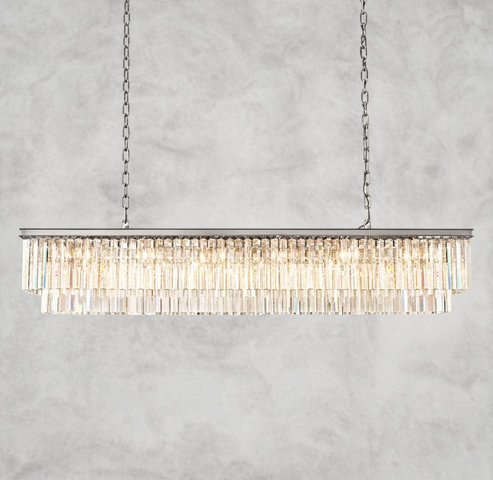 70" / Nickel 1920S Odeon Rectangular Chandelier 40", 49", 59"