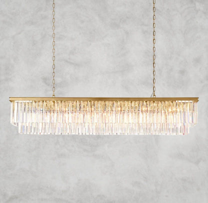 70" / Brass 1920S Odeon Rectangular Chandelier 40", 49", 59"