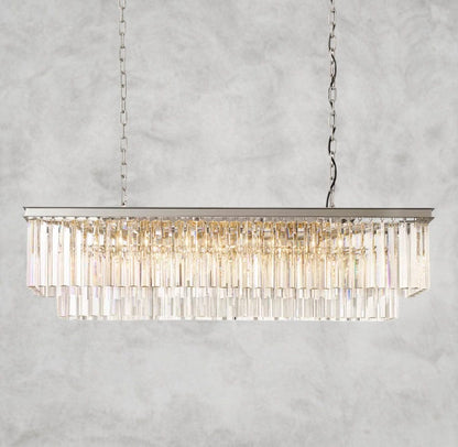 49" / Nickel 1920S Odeon Rectangular Chandelier 40", 49", 59"