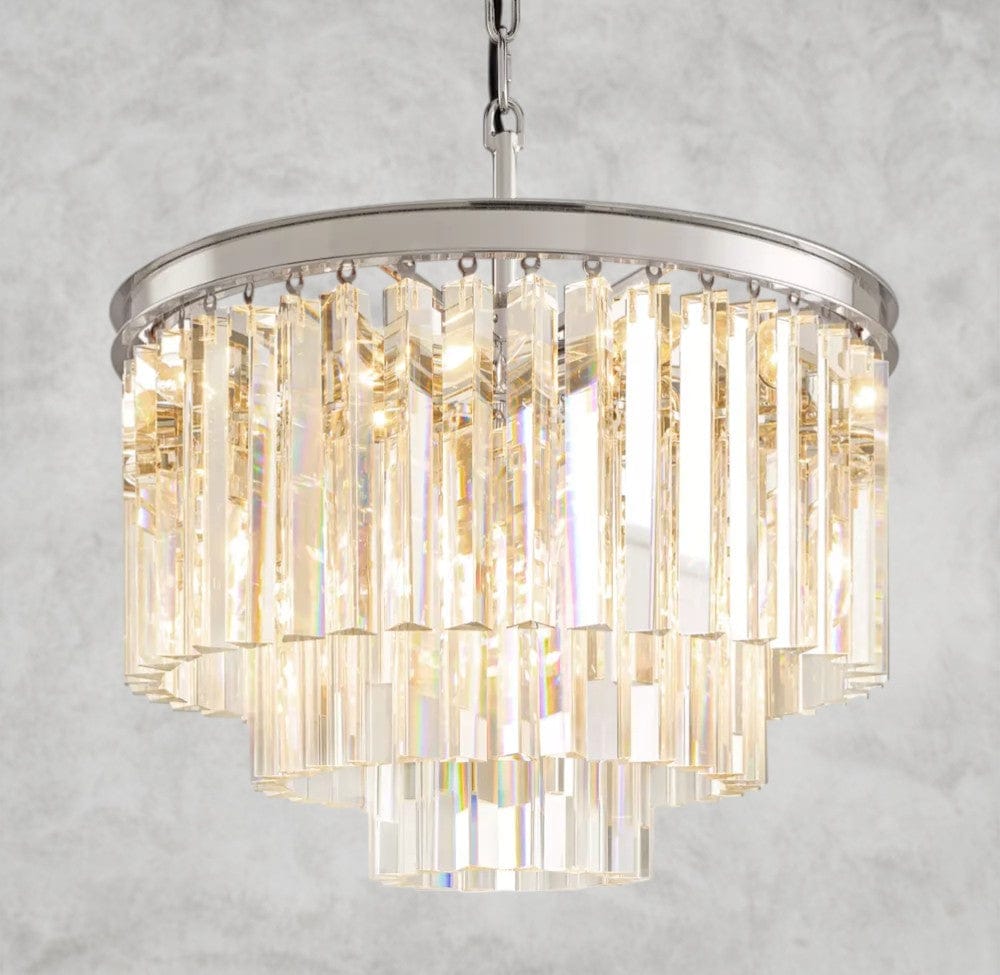 20" / Nickel 1920s Odeon Round Chandelier 20", 32", 44"