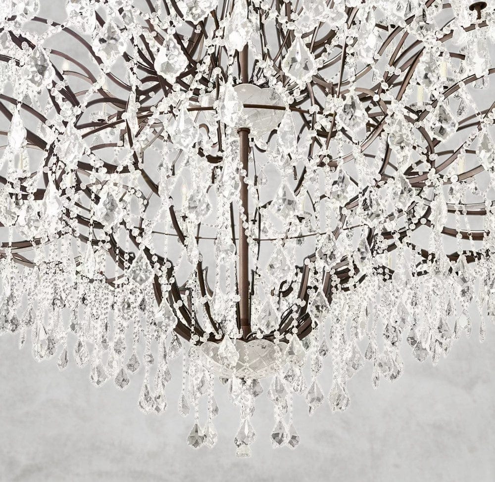 19th C. Rococo Iron & Crystal Round Chandelier 18", 28", 33", 40", 60", 101"