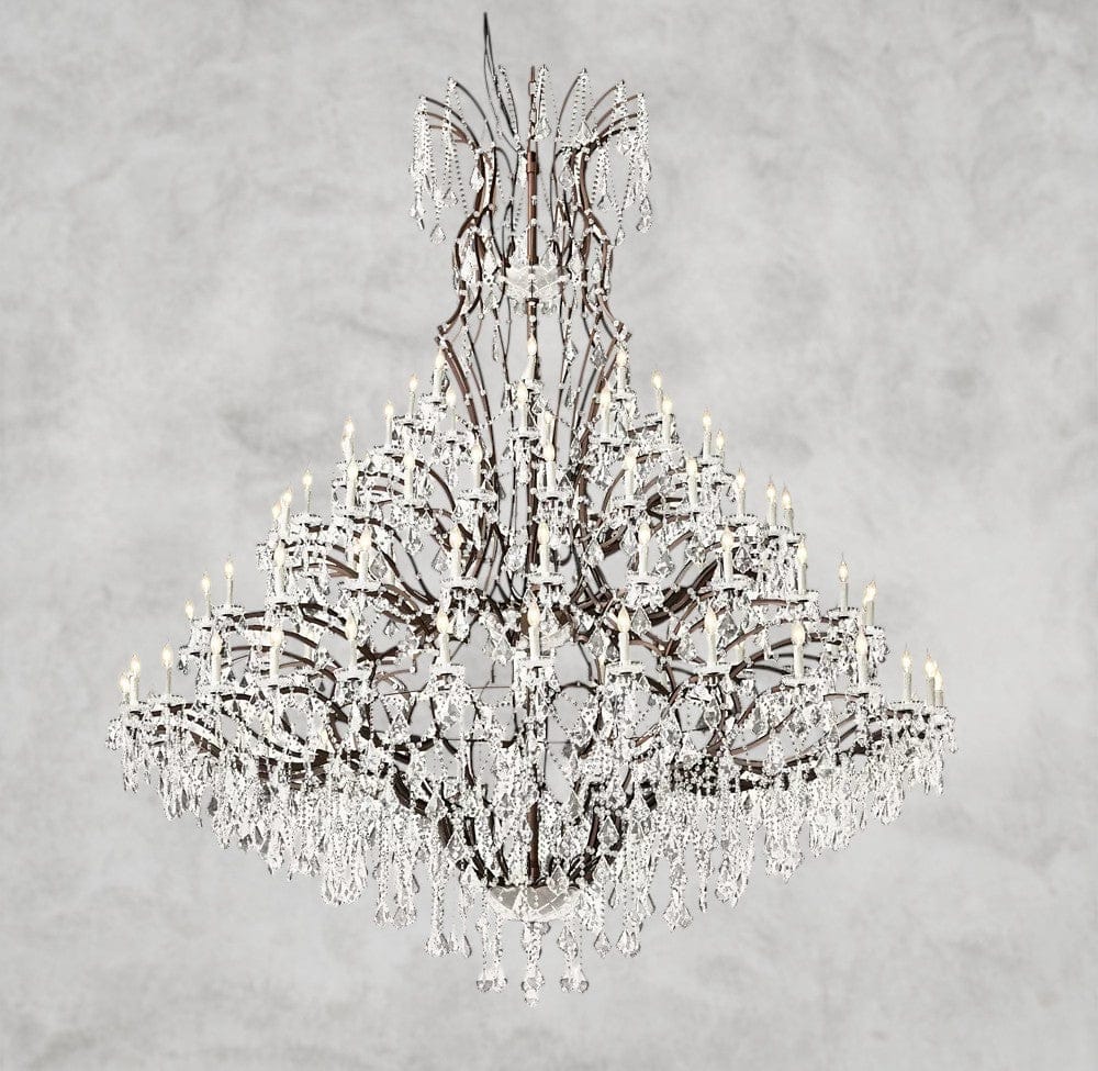 101" / Bronze/ Clear Crystal 19th C. Rococo Iron & Crystal Round Chandelier 18", 28", 33", 40", 60", 101"