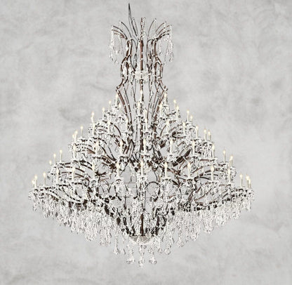 101" / Bronze/ Clear Crystal 19th C. Rococo Iron & Crystal Round Chandelier 18", 28", 33", 40", 60", 101"