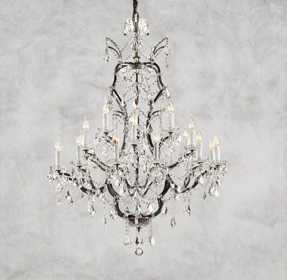 40" / Bronze/ Clear Crystal 19th C. Rococo Iron & Crystal Round Chandelier 18", 28", 33", 40", 60", 101"