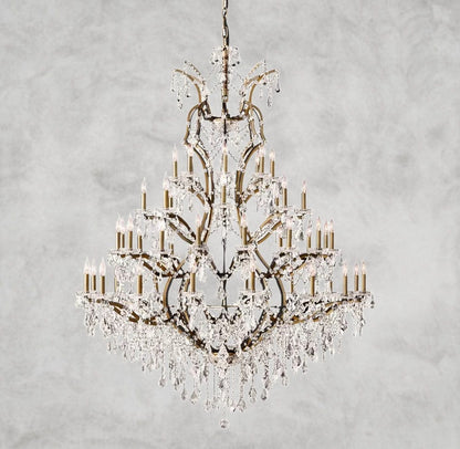 60" / Brass/Clear Crystal 19th C. Rococo Iron & Crystal Round Chandelier 18", 28", 33", 40", 60", 101"