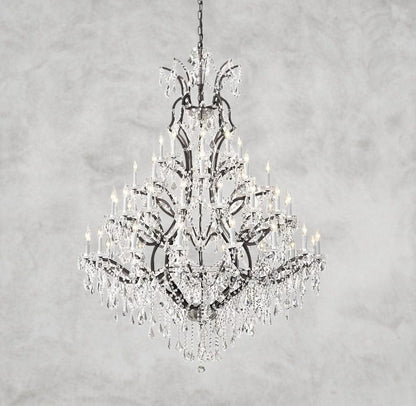 60" / Bronze/ Clear Crystal 19th C. Rococo Iron & Crystal Round Chandelier 18", 28", 33", 40", 60", 101"