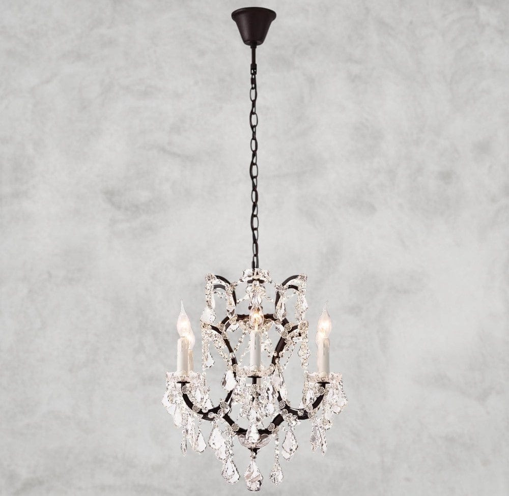 18" / Bronze/ Clear Crystal 19th C. Rococo Iron & Crystal Round Chandelier 18", 28", 33", 40", 60", 101"