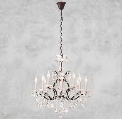 28" / Bronze/ Clear Crystal 19th C. Rococo Iron & Crystal Round Chandelier 18", 28", 33", 40", 60", 101"