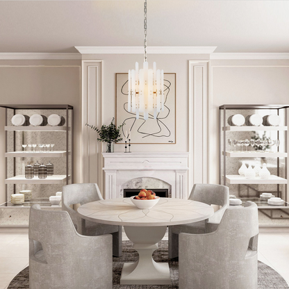 Alabaster Shield Long Pendant 12 Lights Chandelier