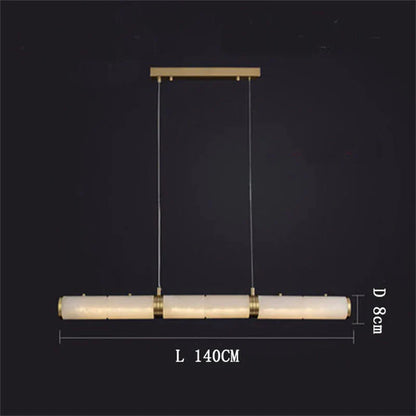 Modern Linear Alabaster Chandelier, Chandelier Over Dining Table