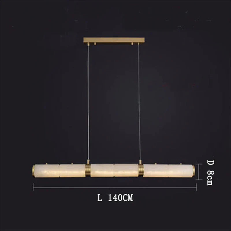 Modern Linear Alabaster Chandelier, Chandelier Over Dining Table