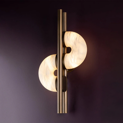 Bronze Alabaster Arc Wall Sconce