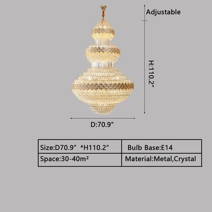 Patine Multi-layers Gold Crystal Chandelier