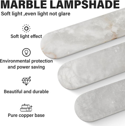 Elegant Alabaster Wall Sconces (Set of Two) - Natural Marble Brass Lighting