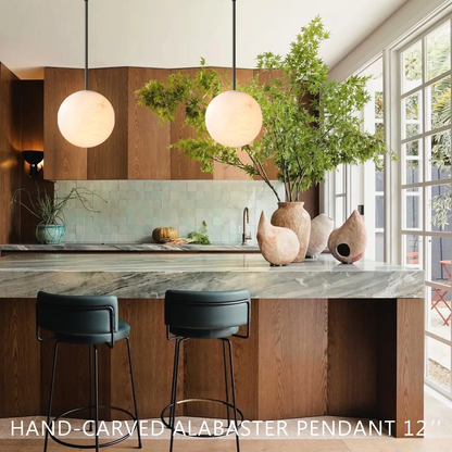 Theseus Alabaster Modern Ball Pendant Light