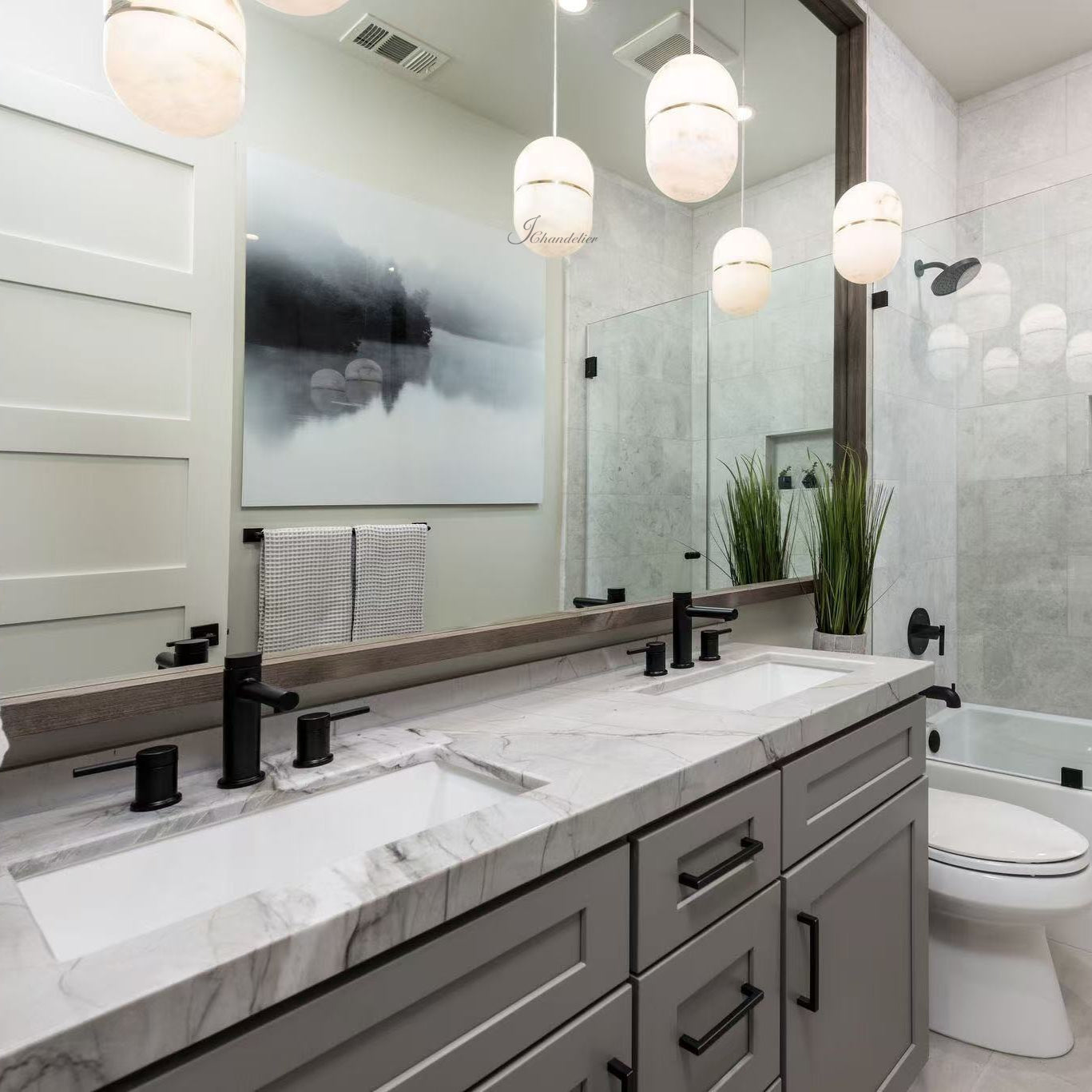 Alabaster Oval Art Pendant Light