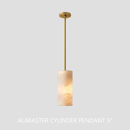Hand Carved Alabaster Cylinder Pendent