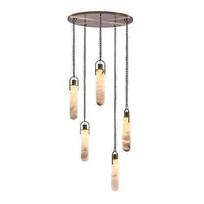 Alabaster Flint Additions Multi Light Pendant, Round Chandelier For staircase, Hallway
