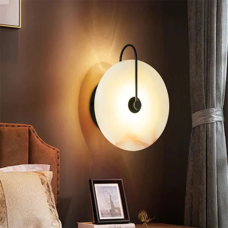 Cairo Alabaster Modern Round Wall Sconce
