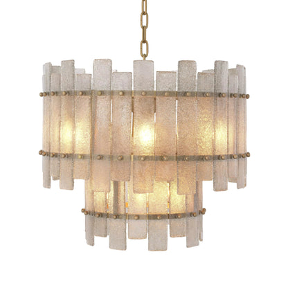 Glacis Modern Brass Chandelier - (Antique Brass Finish | Hand Blown Glass)