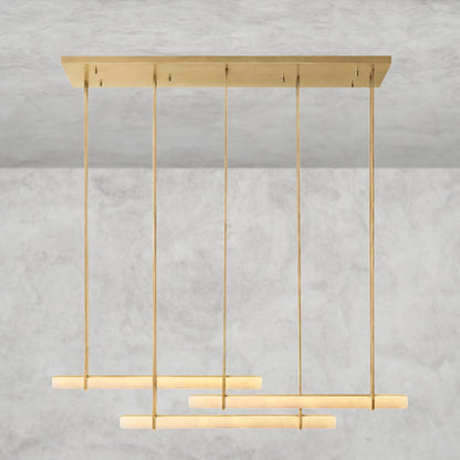 Audubon Alabaster Triple Bar Linear Chandelier