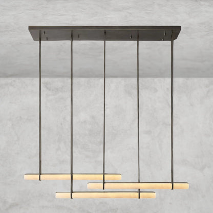 Audubon Alabaster Triple Bar Linear Chandelier