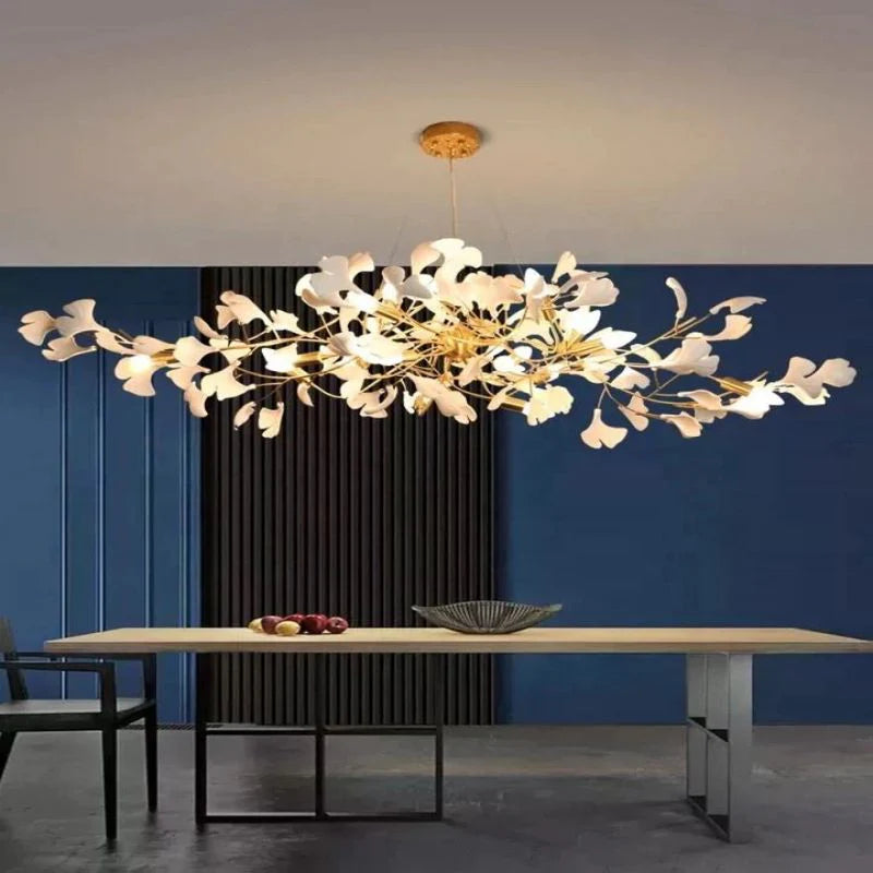 Glessy Ceramic Ginkgo C Branch Chandelier 59", 79"