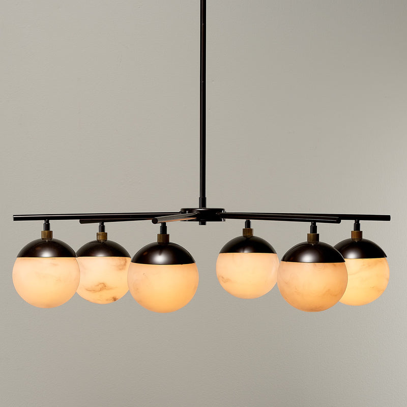 Natural Alabaster Metro 6 Lights Ball Chandelier