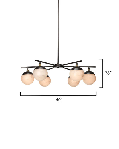 Natural Alabaster Metro 6 Lights Ball Chandelier