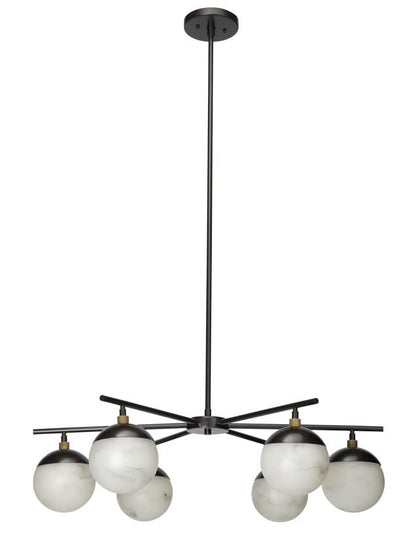 Natural Alabaster Metro 6 Lights Ball Chandelier