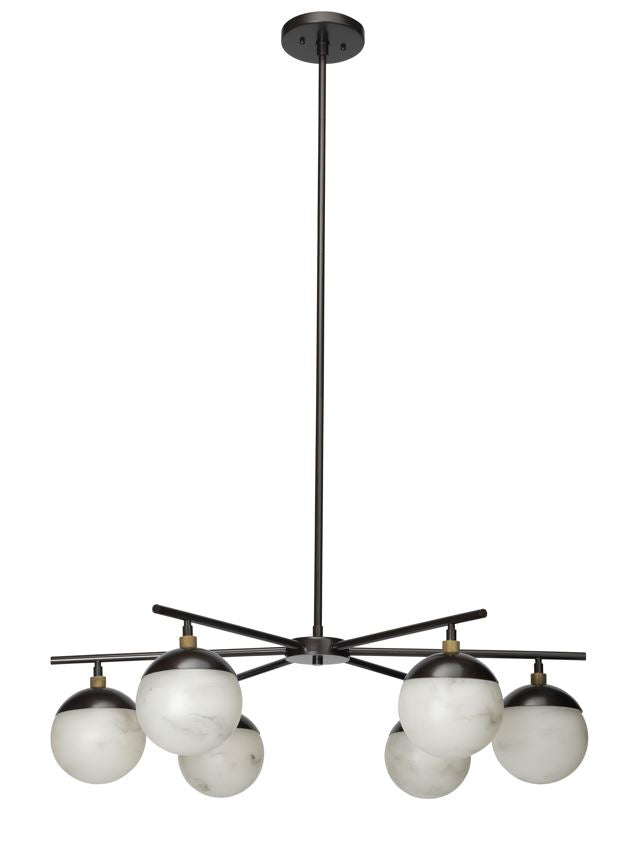 Natural Alabaster Metro 6 Lights Ball Chandelier