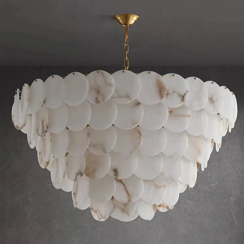 Noah Multi-Layer Natural Alabaster Round Modern Chandelier 35''/43''