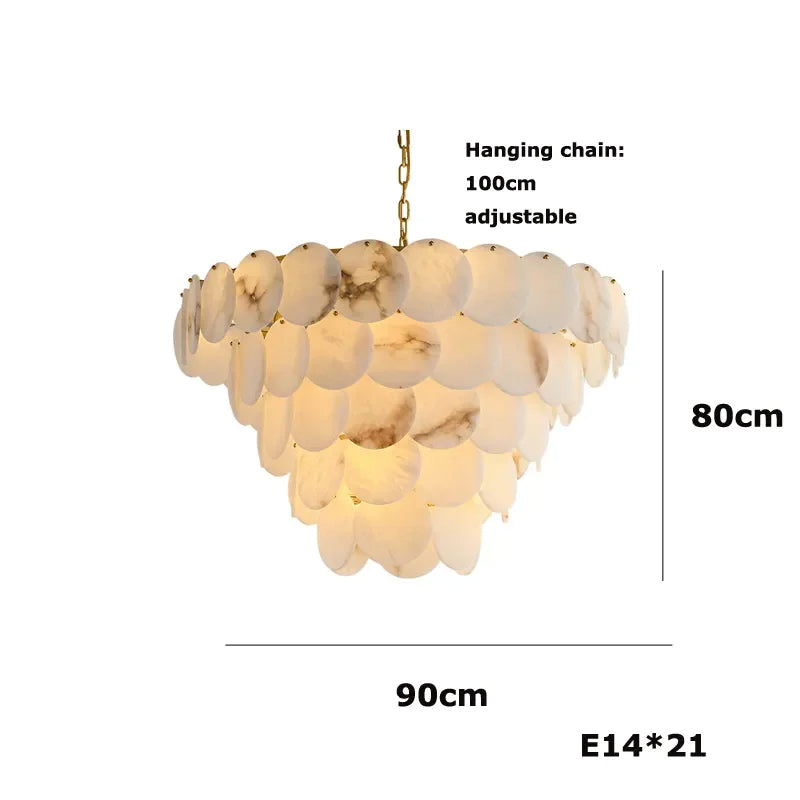 Noah Multi-Layer Natural Alabaster Round Modern Chandelier 35''/43''